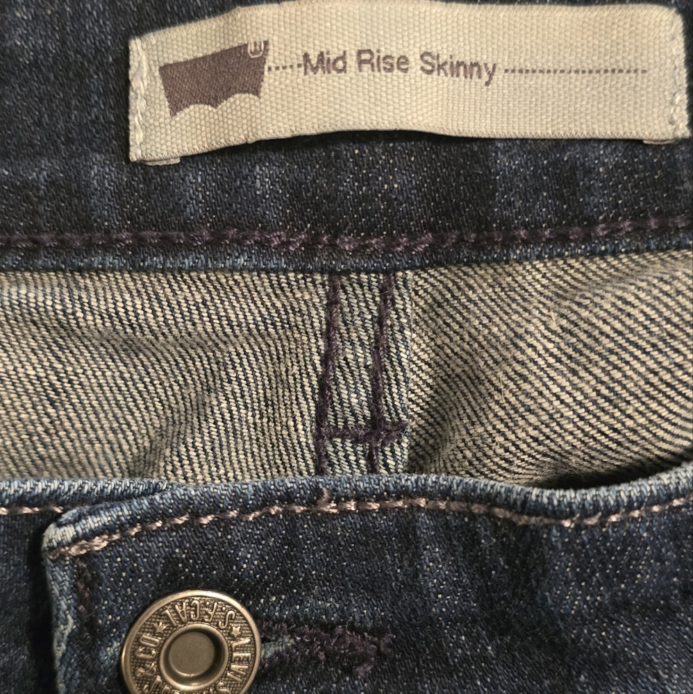 Signature by Levi Strauss Blue Skinny Jeans with Vintage Distressed Look